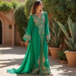 💚 Elegant Green Embroidered Kaftan – A Blend of Tradition and Modern Style 💚