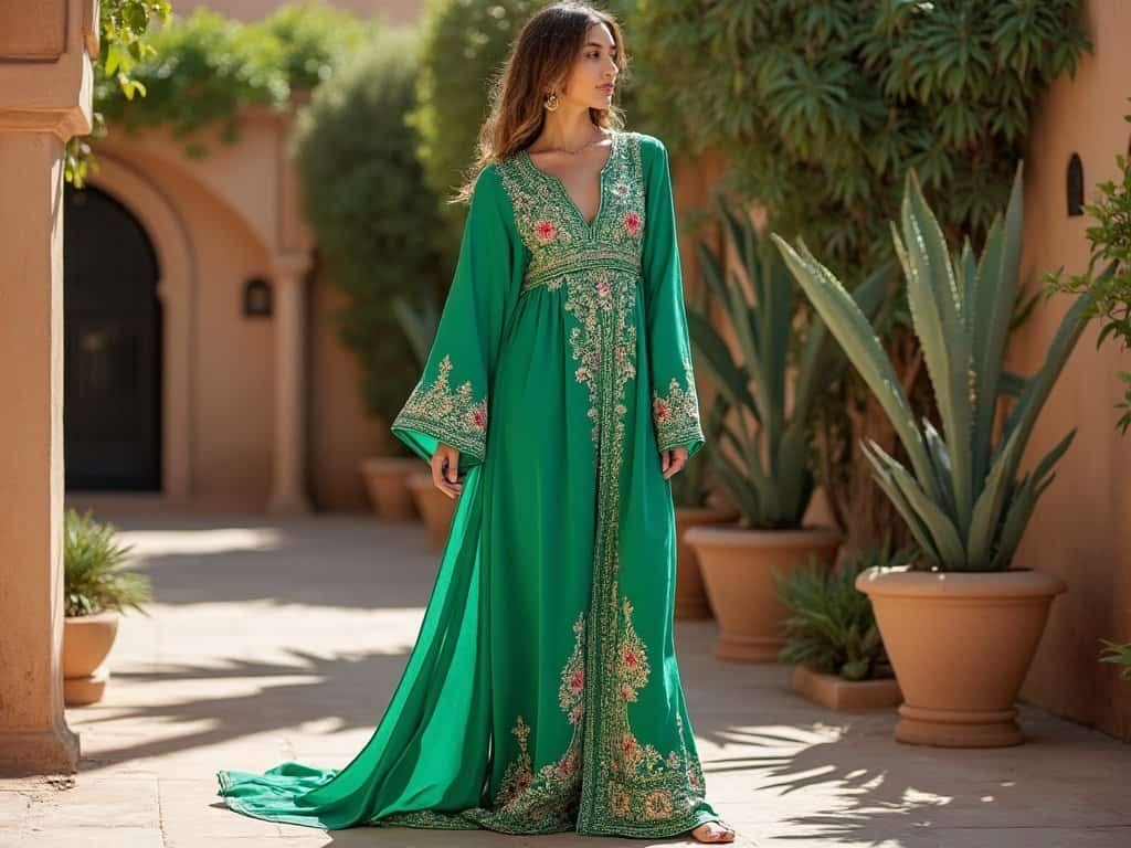 💚 Elegant Green Embroidered Kaftan – A Blend of Tradition and Modern Style 💚