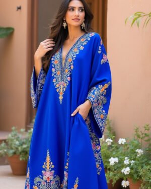 💙 Royal Blue Embroidered Kaftan – A Touch of Elegance and Grace 💙