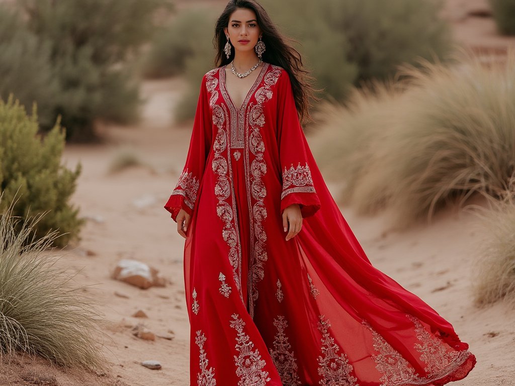 Red kaftan dress online