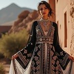 🖤 Black & Silver Moroccan Kaftan – Timeless Elegance with a Touch of Royalty 🖤