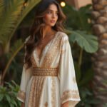 🌟 Ivory & Gold Moroccan Kaftan – Pure Elegance with a Royal Touch 🌟
